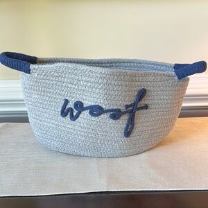 Gray Dog Toy Basket NEW
